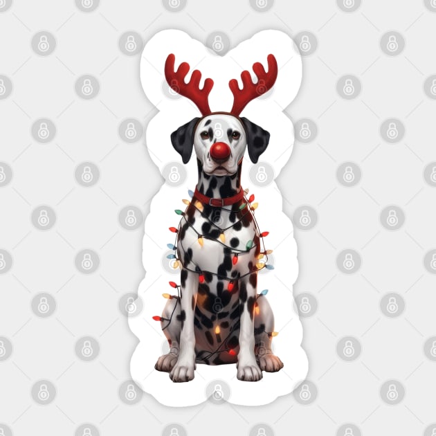 Christmas Red Nose Dalmatian Dog Sticker by Chromatic Fusion Studio